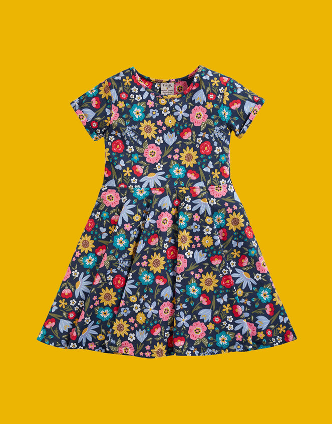 Frugi Spring Skater Dress, Blue (NAVY), large