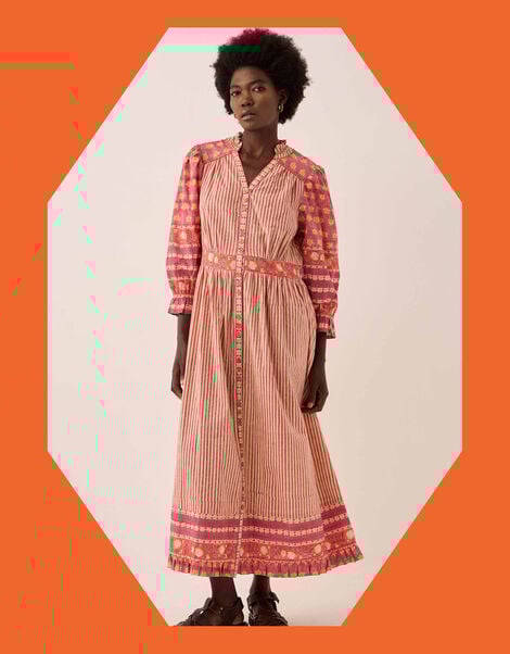 East Devyn Woodblock Print Midi Dress, Pink (PINK), large