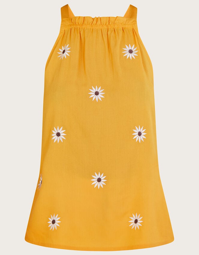 Sunflower Halter Embroidered Cami Top in LENZING™ ECOVERO™ , Yellow (YELLOW), large