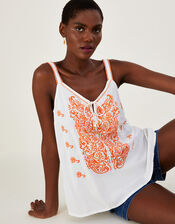 Embroidered Cami Top in LENZING™ ECOVERO™ , Ivory (IVORY), large