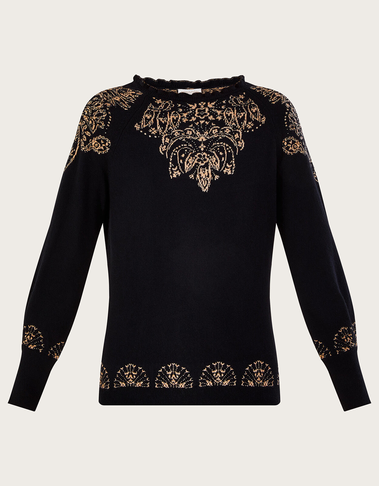 Jumper with frill neck on sale