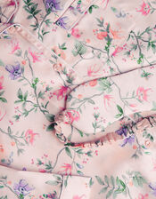 Satin Azalea Floral Print Long Pyjamas and Eye Mask Set, Pink (PINK), large