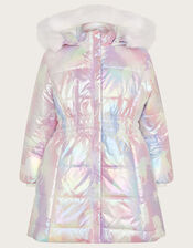 Unicorn Metallic Padded Coat with Hood, Pink (PINK), large