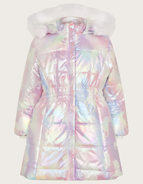 Unicorn Metallic Padded Coat with Hood Pink, Pink (PINK), large