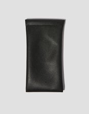 Faux Leather Sunglasses Pouch, Black (BLACK), large