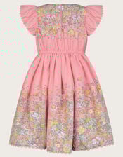 Floral Frill Sleeve Dress, Pink (PINK), large