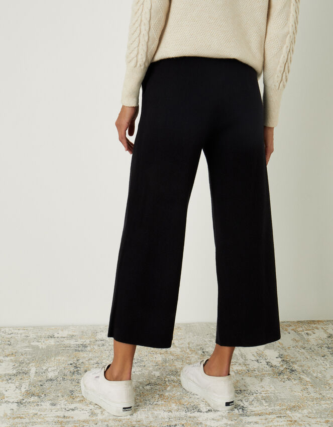 LOUNGE Wide-Leg Trousers with Sustainable Viscose, Black (BLACK), large