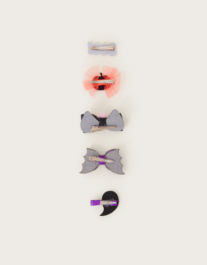 5-Pack Glitter Halloween Hair Clips, , large