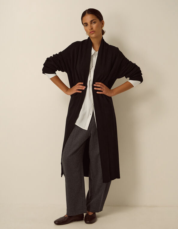 Sadie Knit Longline Cardigan, Black (BLACK), large