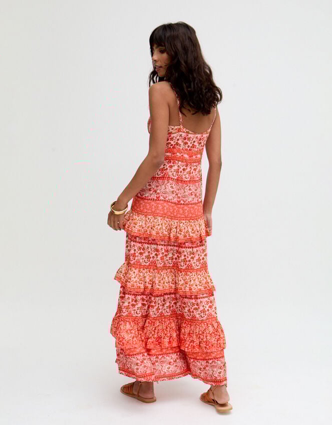 Raffya Feifei Floral Ruffle Maxi Dress, Red (RED), large