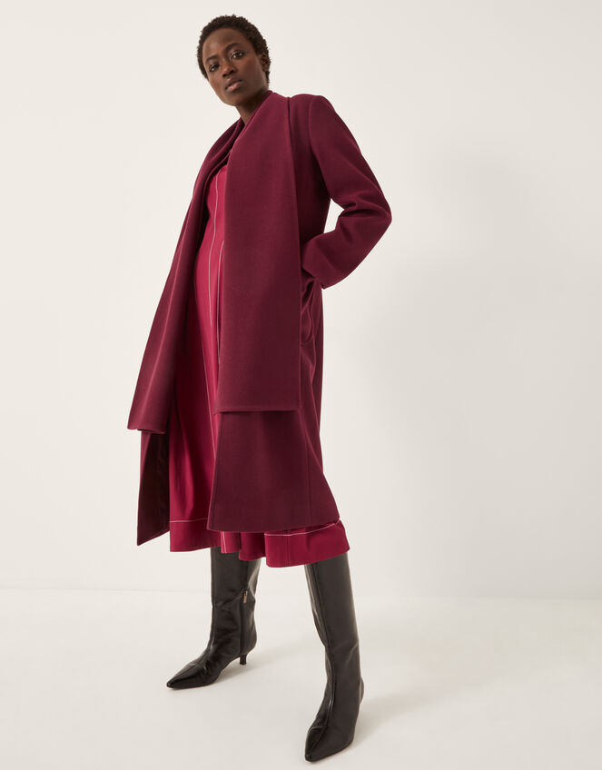 Alicia Scarf Coat, Red (BURGUNDY), large