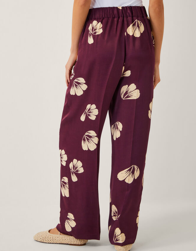 Roz Floral Straight Leg Trousers, Red (BURGUNDY), large