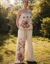 East Zhandra Embroidered Wide Leg Trousers, Camel (BEIGE), large