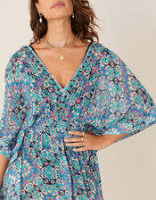 Geo Print Kaftan in Sustainable Viscose, Blue (BLUE), large