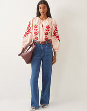 Bronte Floral Embroidered Blouse, Pink (PALE PINK), large