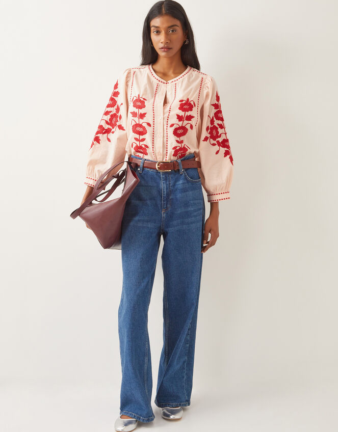 Bronte Floral Embroidered Blouse, Pink (PALE PINK), large
