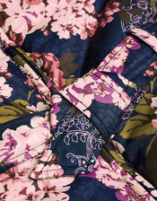 Muted Floral Padded Coat, Blue (NAVY), large