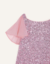 Sequin Chiffon Top, Pink (DUSKY PINK), large