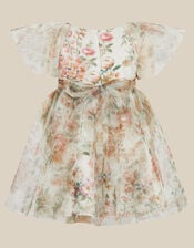 Baby Noa Floral Print Tulle Party Dress, Multi (MULTI), large
