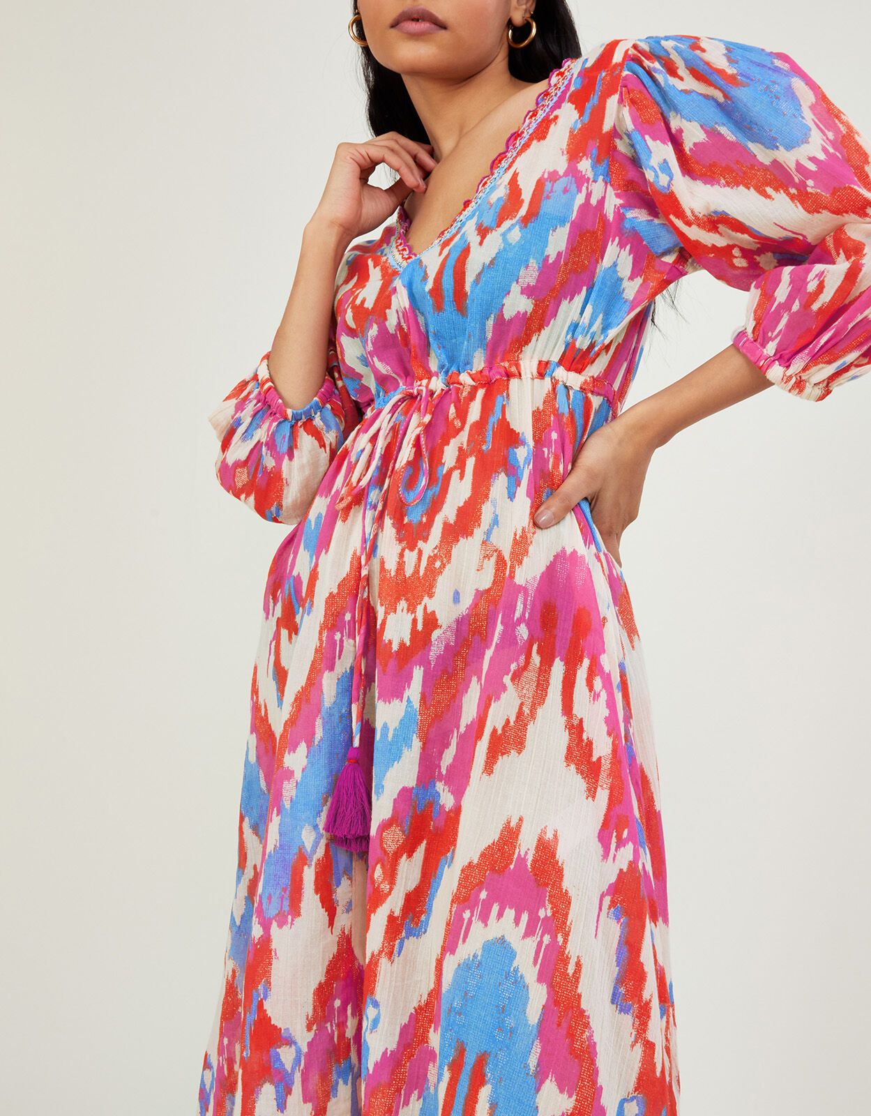 Ikat cotton maxi dress top