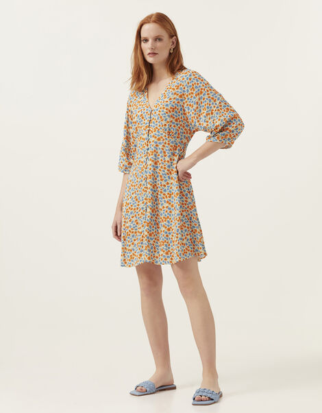 Mirla Beane Mini Bloom Floral Short Dress Orange, Orange (ORANGE), large