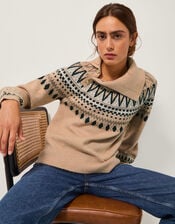 Fifi Fair Isle Sweater, Camel (CAMEL), large