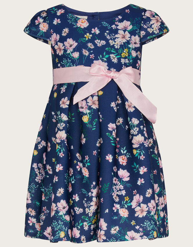 Baby Dita Floral Scuba Dress, Blue (NAVY), large