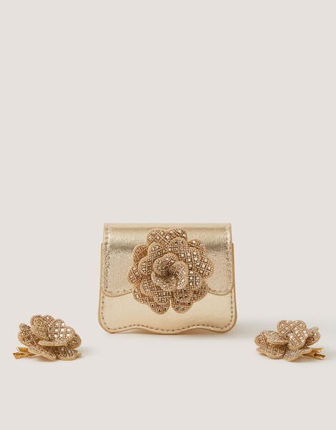 Diamant&eacute; Flower Bag & Hair Clips Set, , large