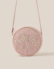 Embellished Velvet Initial Crossbody Bag, Pink (PINK), large
