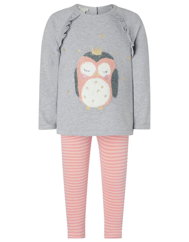 Baby Owl Sweatshirt and Leggings Set, Grey (GREY), large