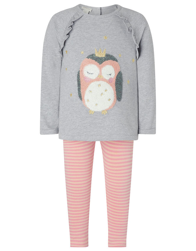 Baby Owl Sweatshirt and Leggings Set, Grey (GREY), large