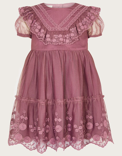 Baby Embroidered Mesh Dress, Purple (LILAC), large