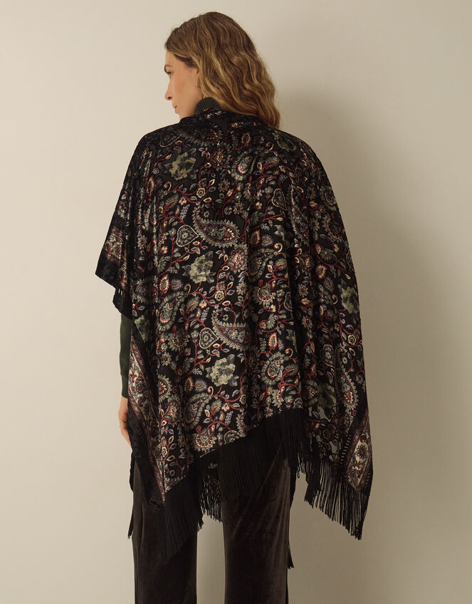 Regan Paisley Devor&eacute; Fringe Poncho, , large