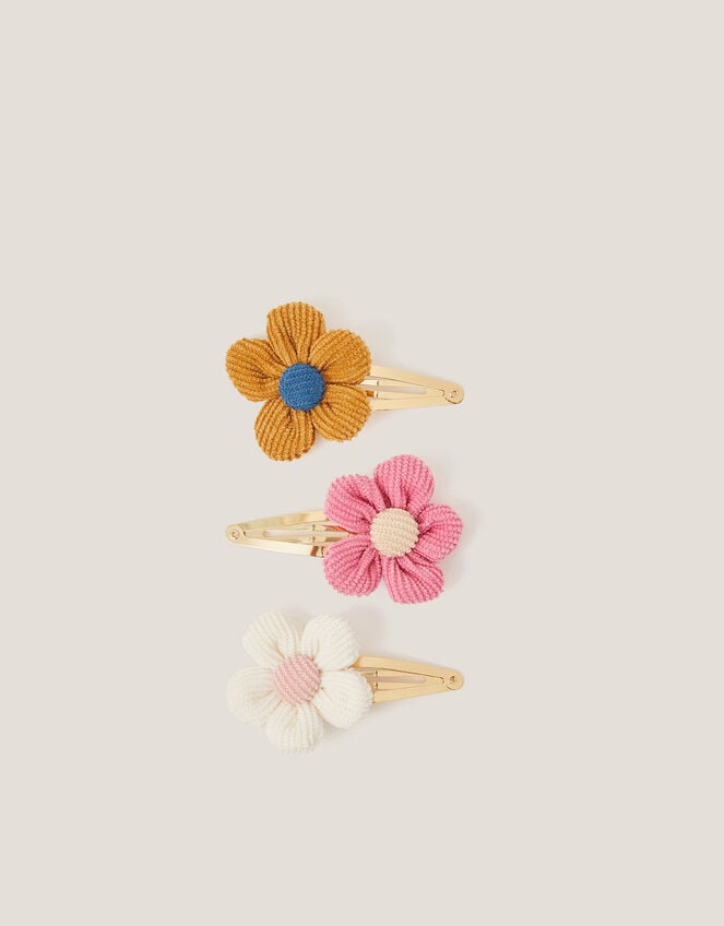 3-Pack Cord Flower Hair Clips, , large