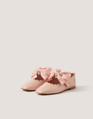 Bow Strap Patent Ballet Flats, Pink (PINK), large
