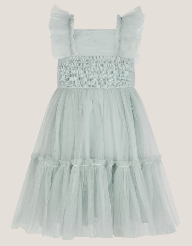 Baby Eva Floral Embroidered Tulle Dress, Green (PALE GREEN), large