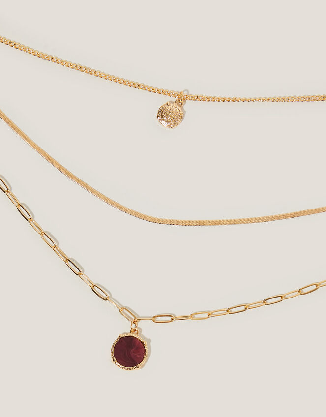 Gemstone Pendant Layered Necklace, , large