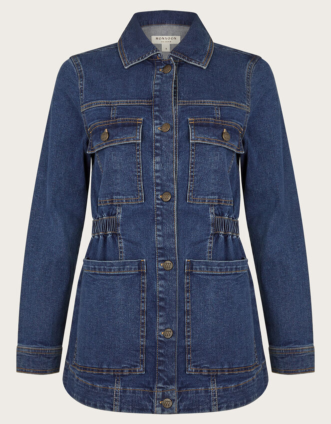 Melanie Stretch Denim Jacket, Blue (DENIM BLUE), large