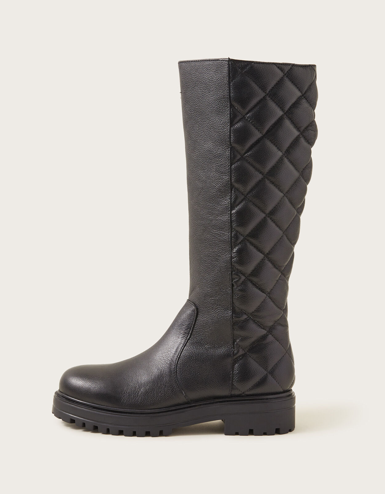 Quilted riding top boots black