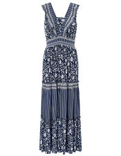 Farrah Printed Jersey Dress in LENZING™ ECOVERO™, Blue (NAVY), large
