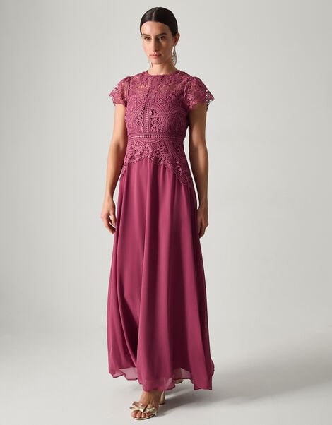 Monica Lace Bridesmaid Dress, DARK PINK, large