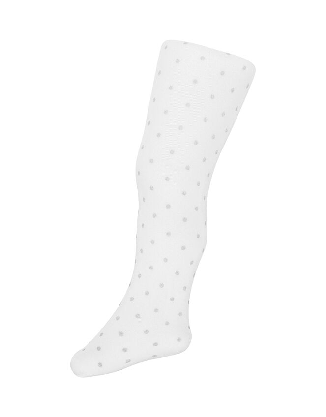 Baby Glitter Spot Tights, White (WHITE), large