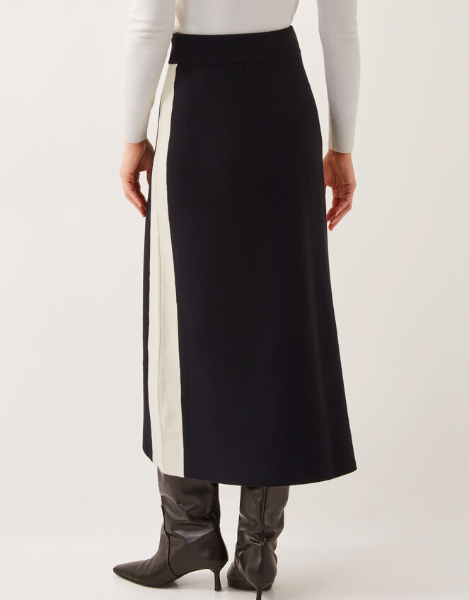 Narla Side Stripe Knit Midi Skirt, Black (BLACK), large
