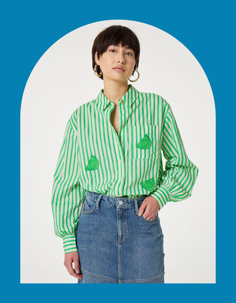 Fabienne Chapot Alex Lime Stripe Shirt, Green (GREEN), large