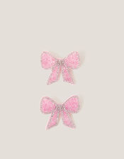 2-Pack Embellished Bow Hair Clips, , large