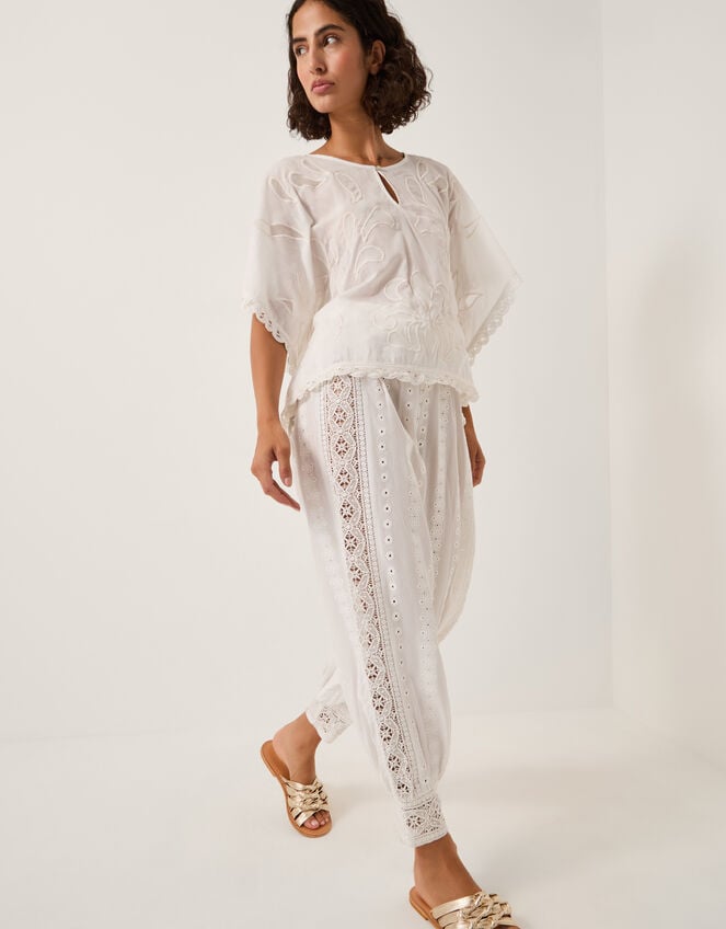 Aija Cutwork Boxy Blouse, White (WHITE), large