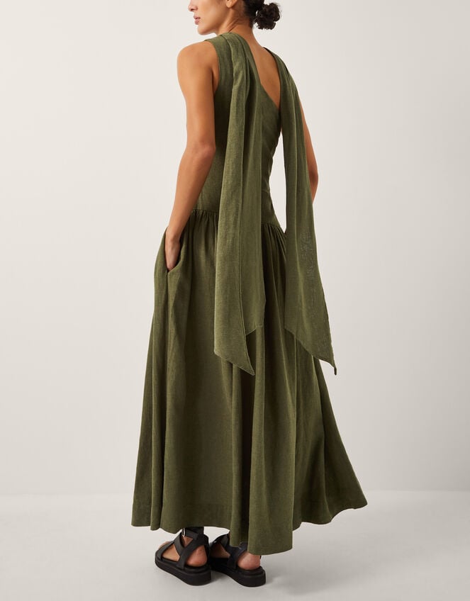 The India Edit Leila One Shoulder Maxi Dress, Green (KHAKI), large