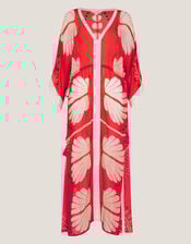 Nara Leaf Print Kaftan, Orange (RUST), large