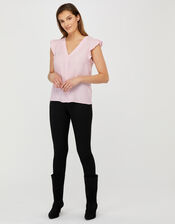Nessa Short Sleeve Blouse in LENZING™ ECOVERO™, Pink (BLUSH), large