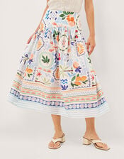 Monsoon x Charlie Taylor Printed Midi Skirt, White (WHITE), large